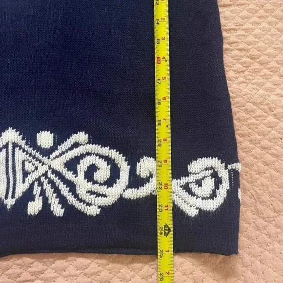 Vintage David Brett Women's Sweater M Blue & white Floral Mockneck retro y2k 80' - Picture 7 of 8